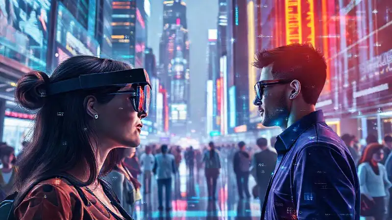 Ciudad futurista tecnológica y vibrante