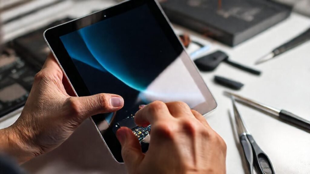 Reparando un iPad con cuidado