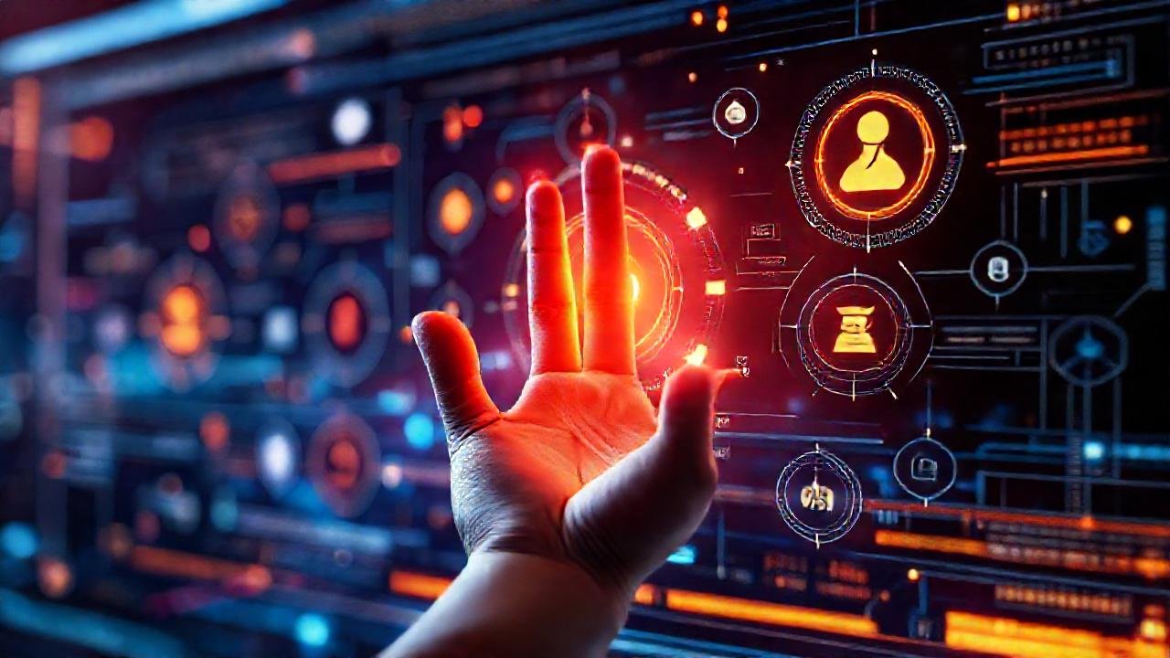 Interfaz futurista, control gestual y minimalista
