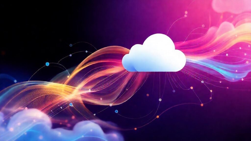 iCloud presenta datos digitales vibrantes y fluidos
