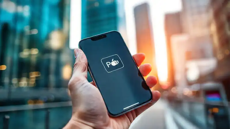 iPhone SE paga en ciudad moderna