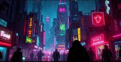 Ciudad cyberpunk digital