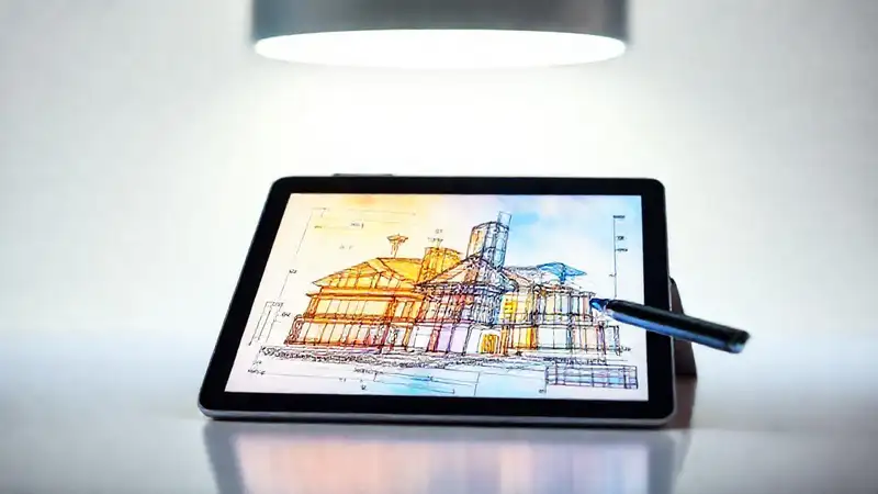 El iPad muestra planos arquitectónicos vibrantes