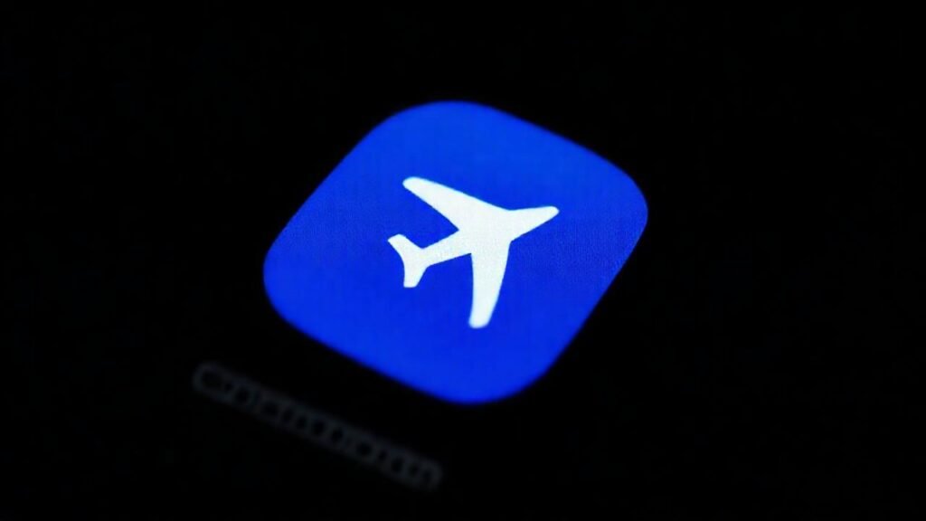 Un icono de iPhone en azul y blanco