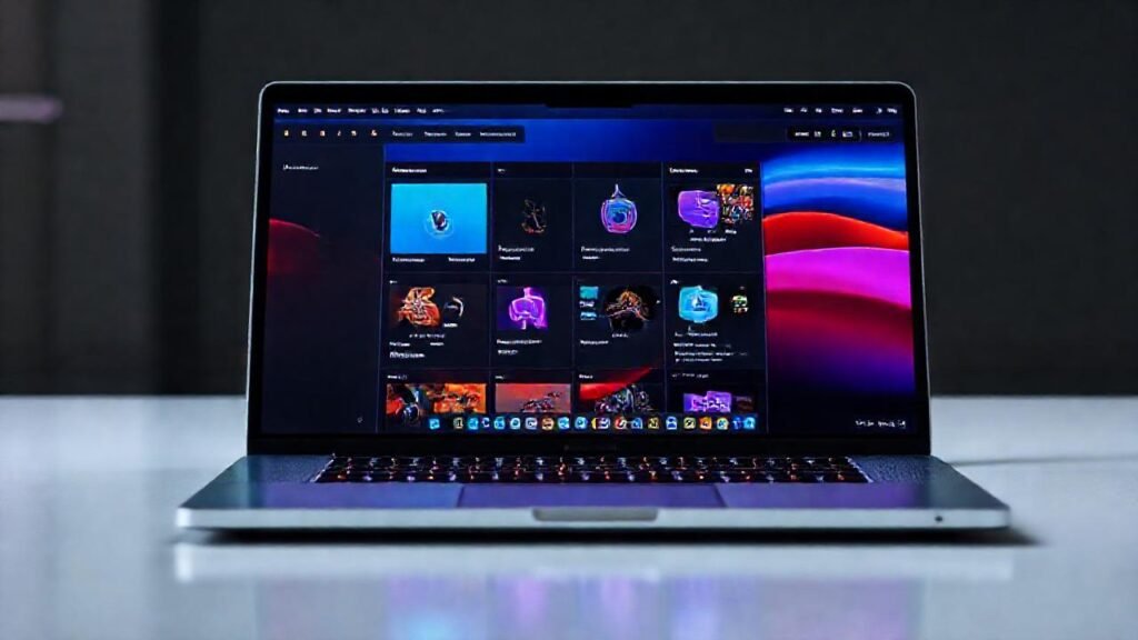 Una MacBook elegante y luminosa
