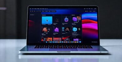 Una MacBook elegante y luminosa