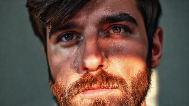 Un rostro pensativo, bien iluminado y moderno