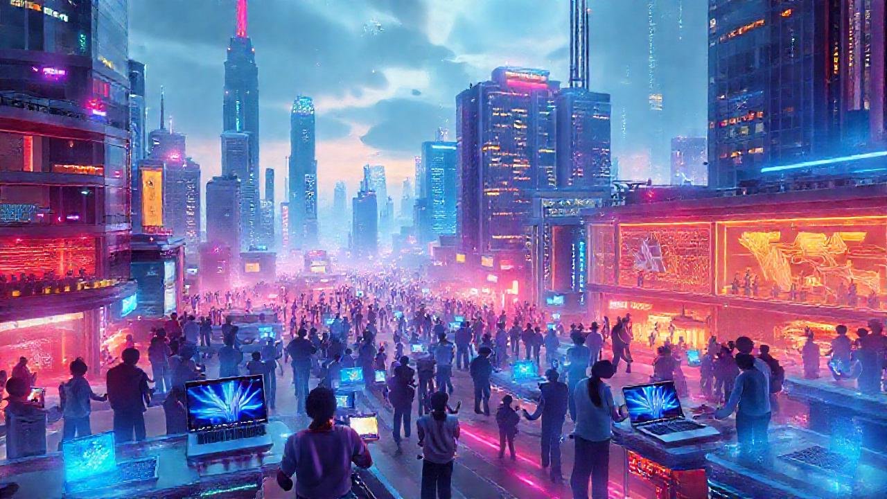 Una ciudad futurista, conectada digitalmente, brilla