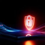 Tablet ilumina un escudo de privacidad digital