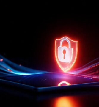 Tablet ilumina un escudo de privacidad digital