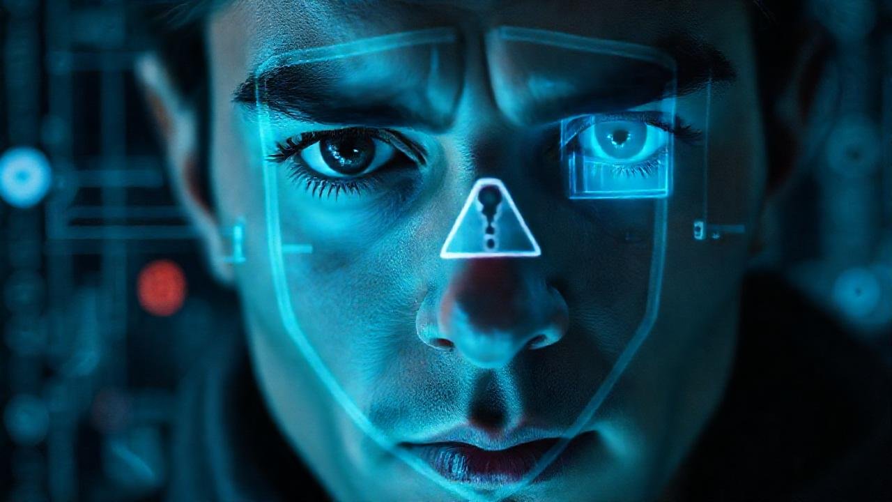 Seguridad digital y rostro protegido