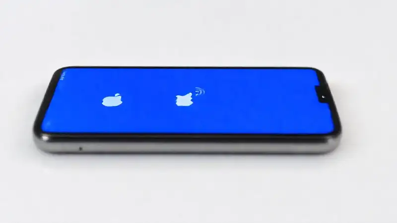 Un iPhone tutorial muestra una pantalla azul