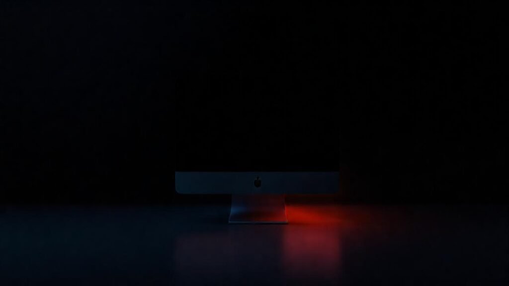 Un escritorio Mac elegante y oscuro