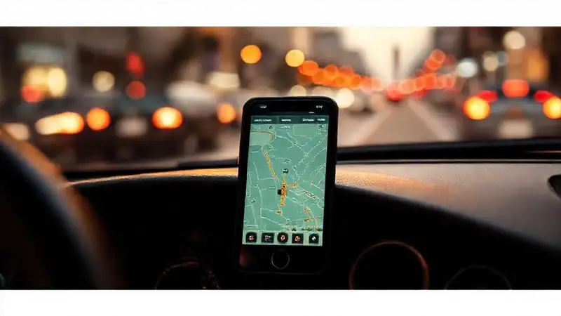Un iPhone antiguo muestra una ciudad borrosa
