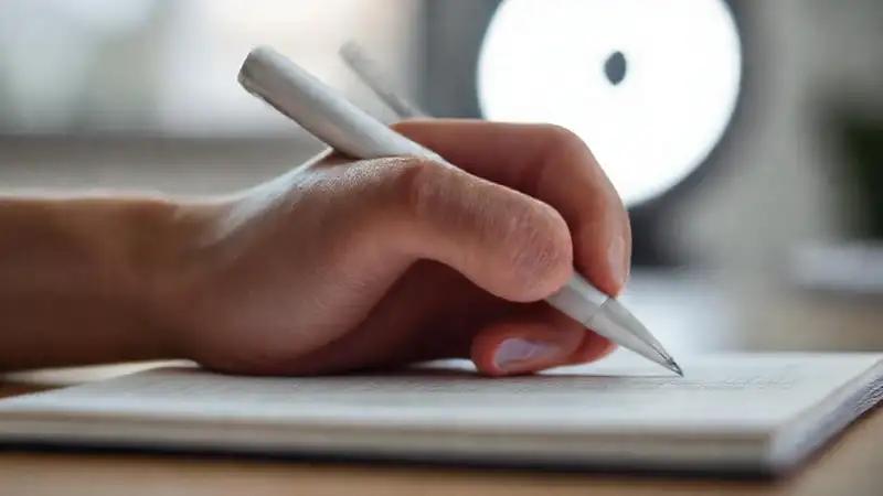 Una mano digitaliza notas organizadas y claras