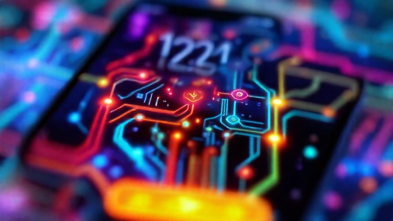 Interfaz digital futurista, vibrante y dinámica