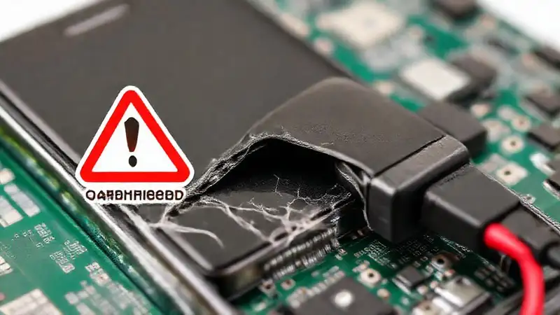 Batería de iPhone dañada con advertencia técnica
