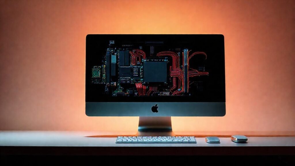Un escritorio Mac minimalista y técnico