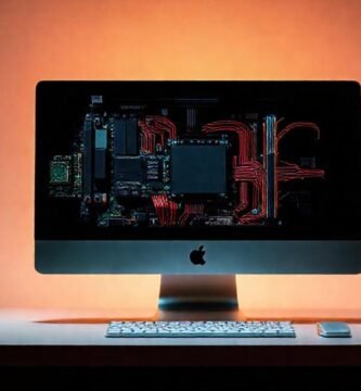 Un escritorio Mac minimalista y técnico