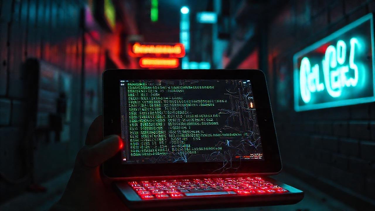 Hacker frustrado en un iPad cibernético