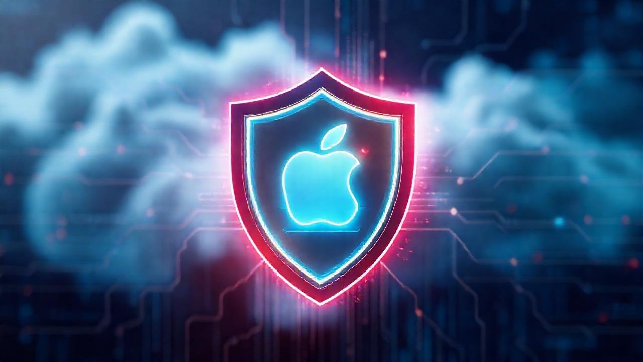 Seguridad digital: ícono de manzana brillante