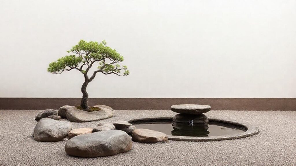 Jardín zen: paz y serenidad minimalista