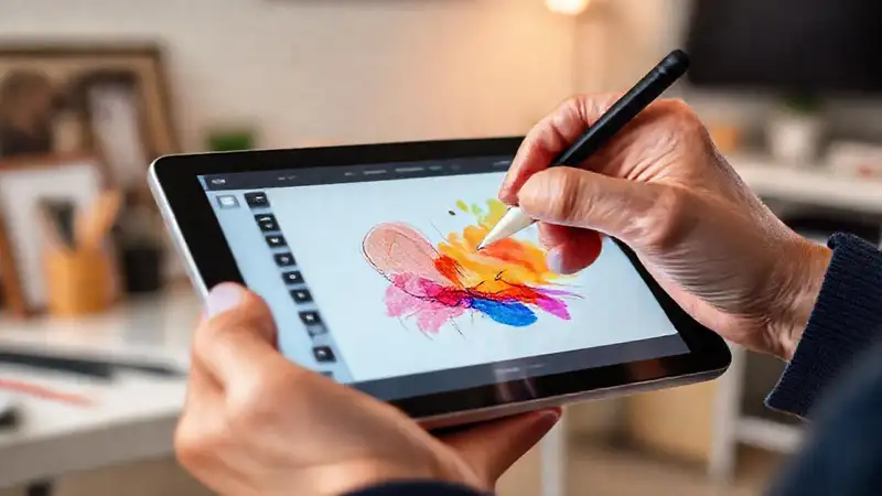 Dibujo digital en iPad mini creativo