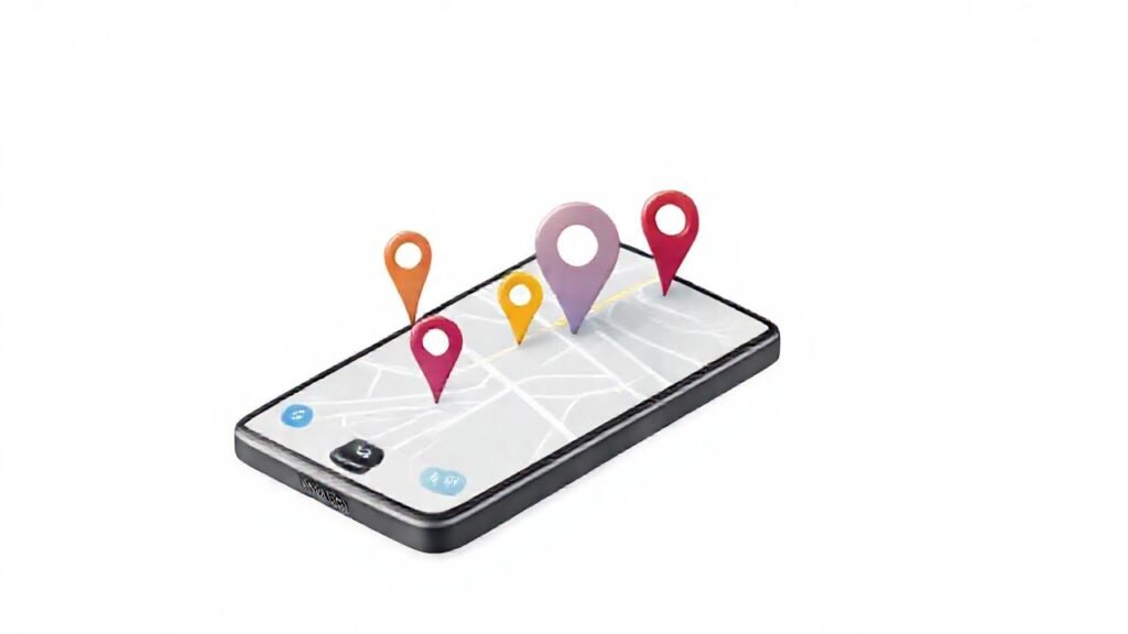 Una app de mapas ilustra un smartphone moderno