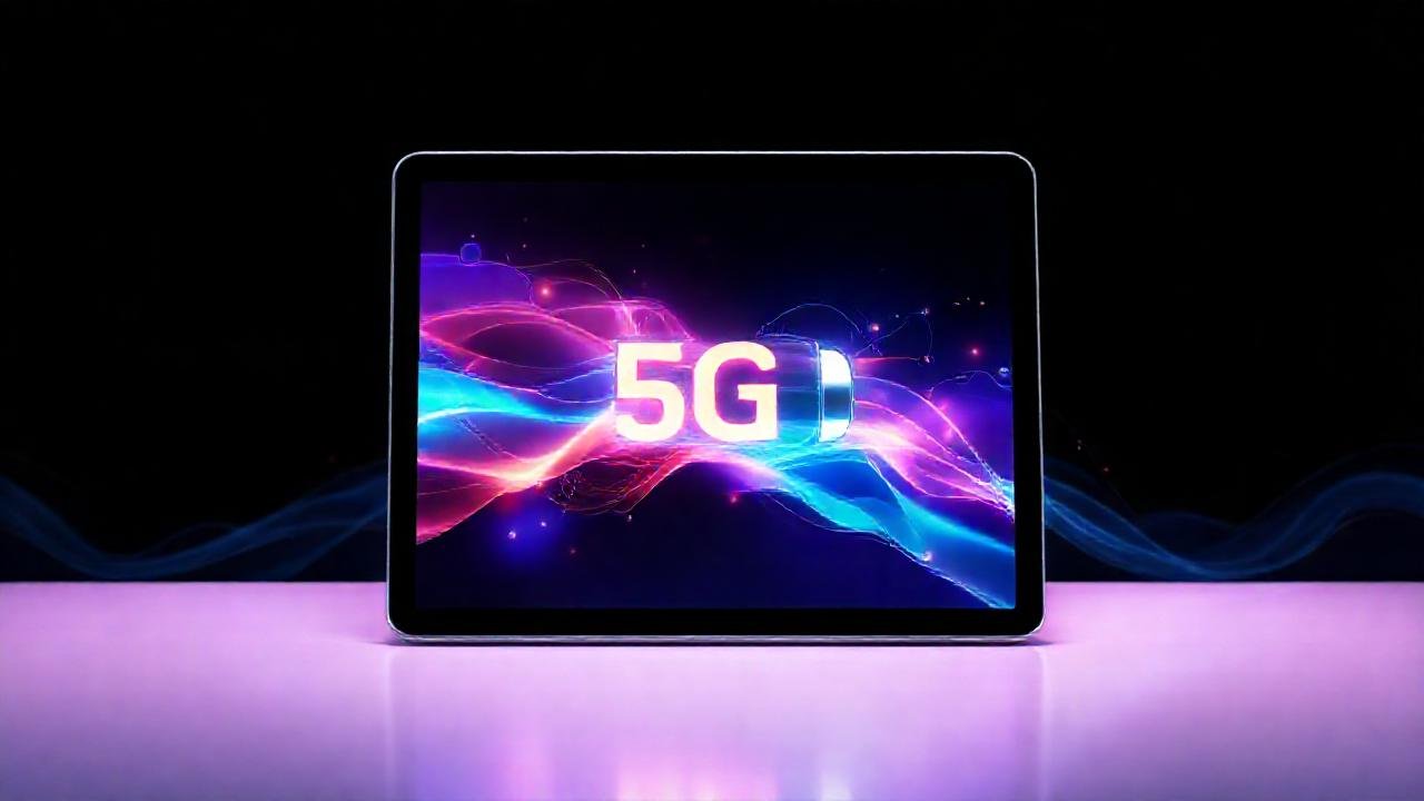 Un iPad futurista con energía vibrante