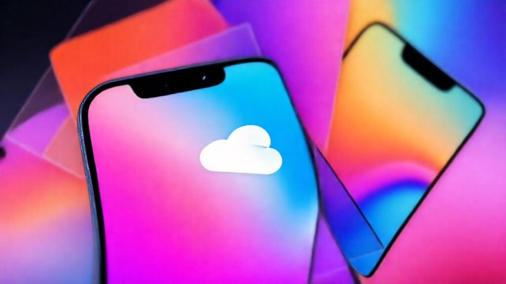 Un smartphone moderno con iCloud vibrante