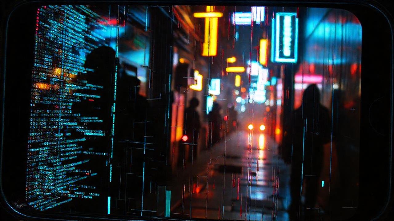 Cyberpunk distorsión y luces neón