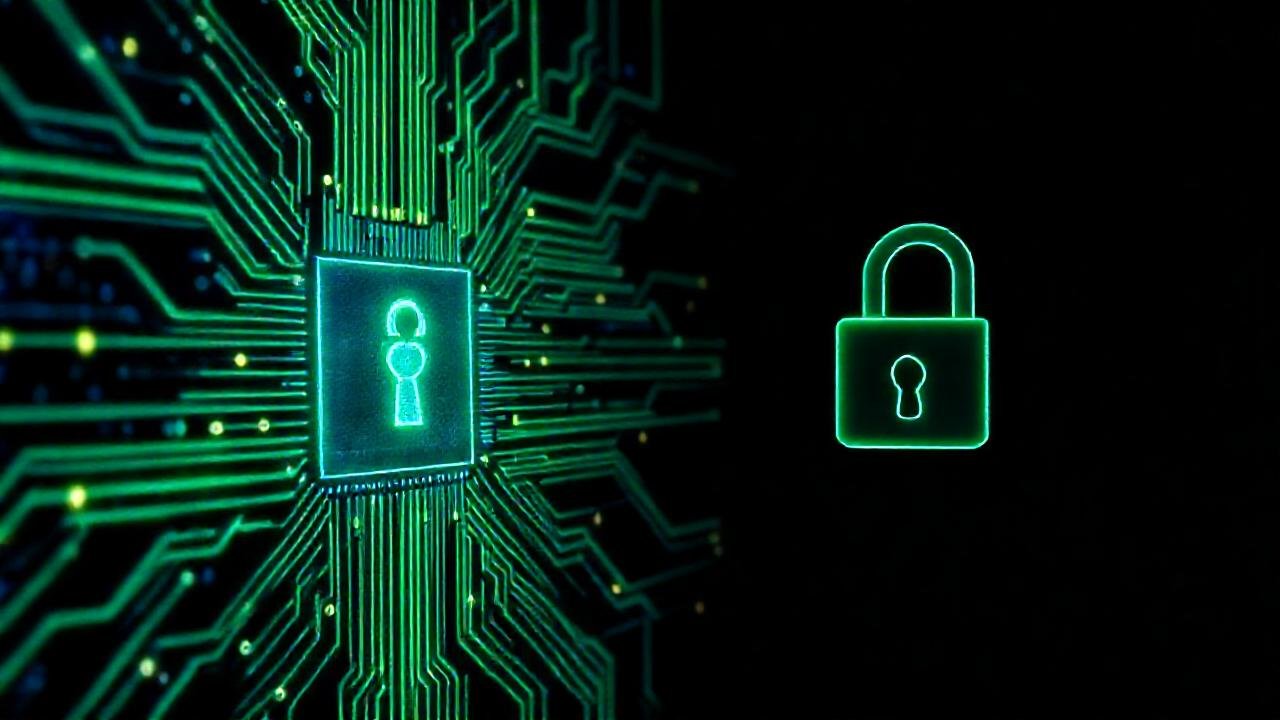 Protección digital futurista, brillante y segura