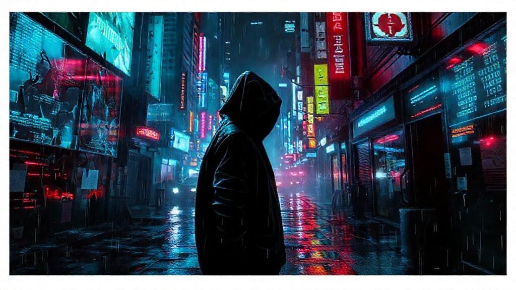 Ciudad cyberpunk: decadencia digital y sombras