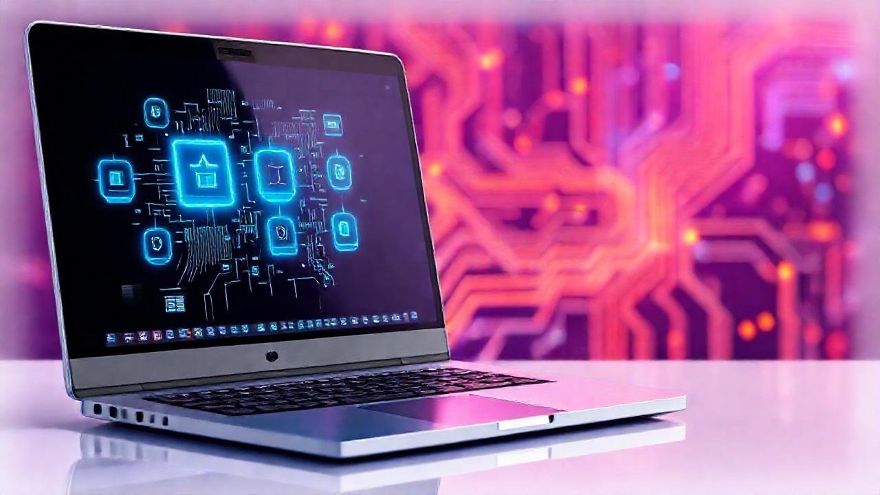 Una laptop digital futurista ilumina datos