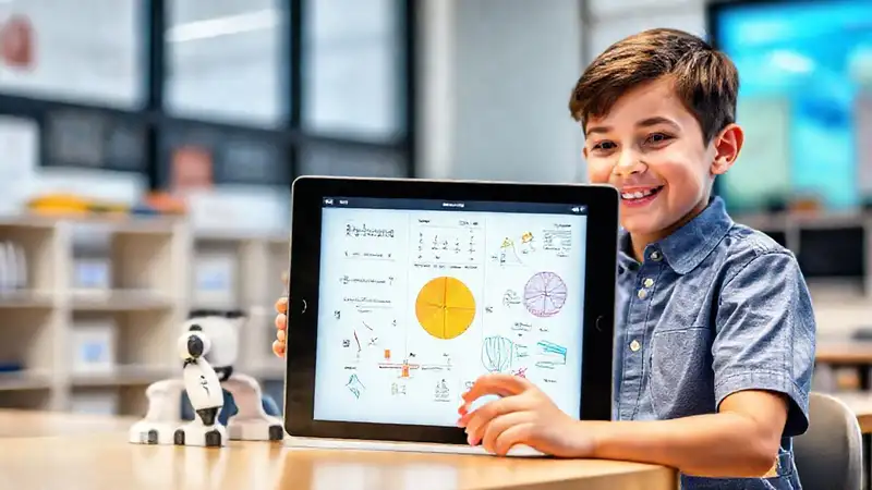Un estudiante aprende física con iPad