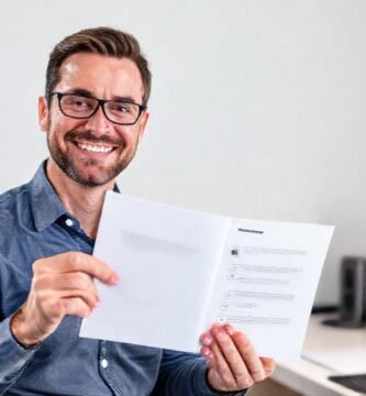 Un hombre sonriente ofrece tecnología accesible