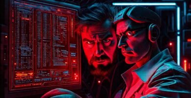 Técnico frustrado en cyberpunk digital