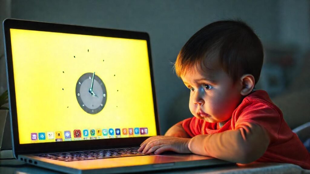 La tecnología inquieta a un niño en casa