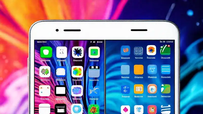 Smartphone moderno con interfaces contrastantes