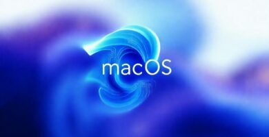 Logo macOS futurista y digitalmente brillante