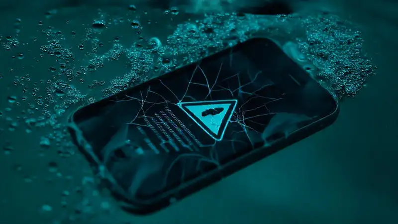 Un teléfono mojado