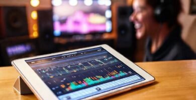 El músico crea música en iPad