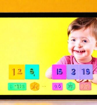Niño aprende matemáticas con iPad brillante
