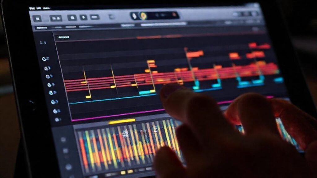 iPad crea arte musical digital vibrante