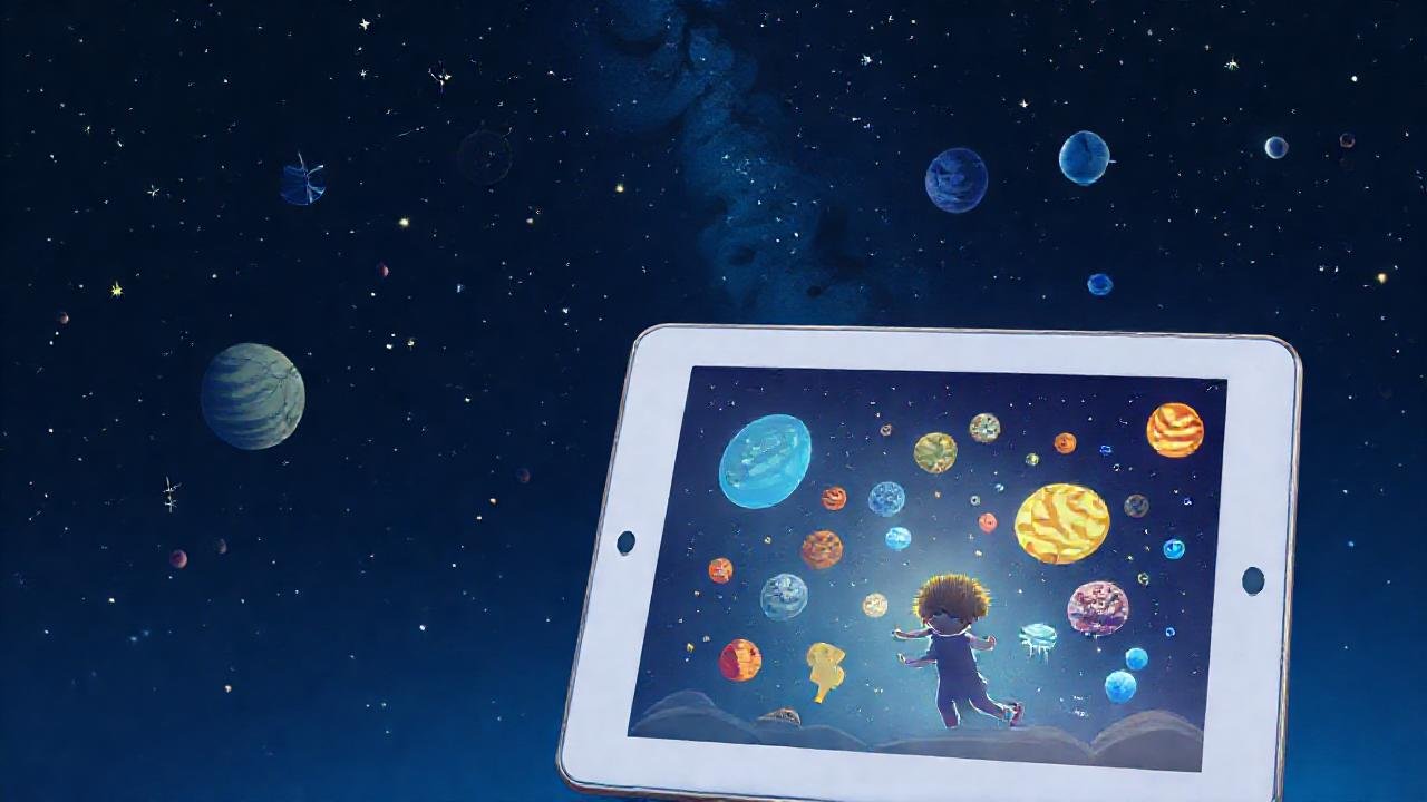 Un niño explora un cielo digital
