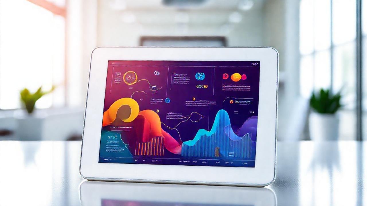 Un iPad moderno muestra gráficos vibrantes