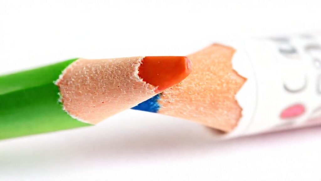 Niño feliz dibuja con lápiz colorido