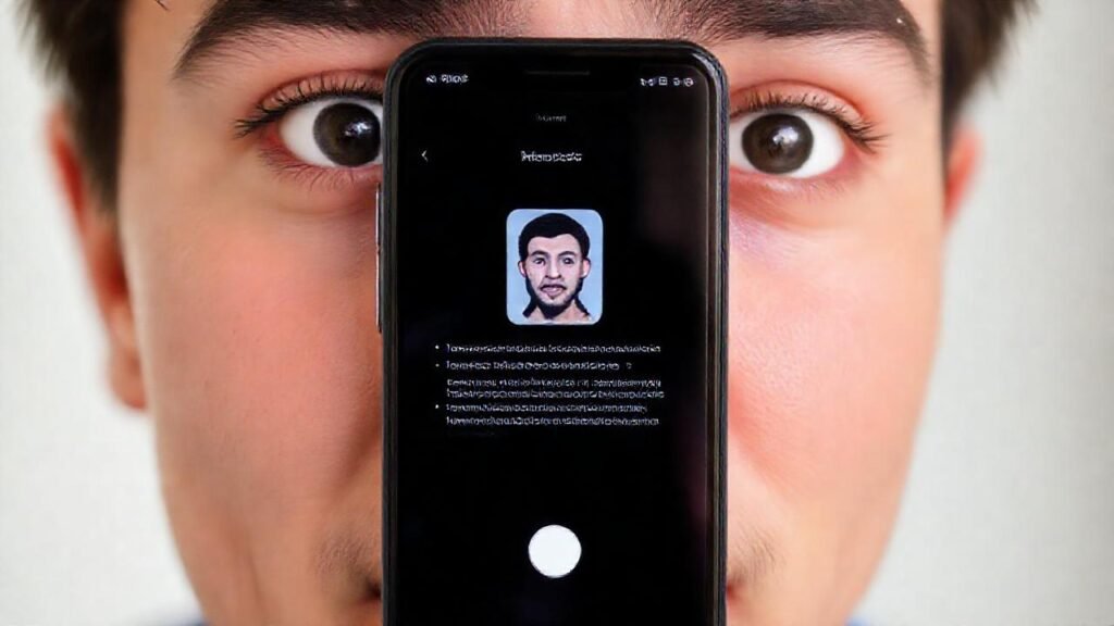 Cara confundida frente a Face ID