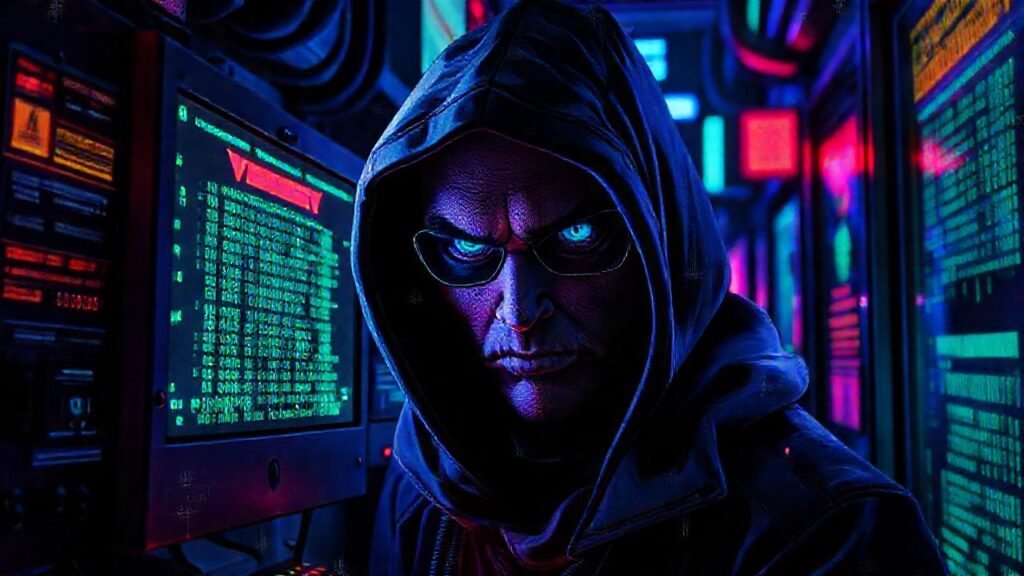 Hacker oscuro lucha en la red