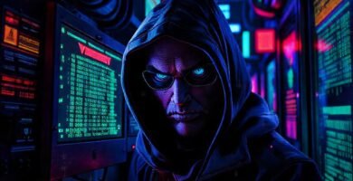 Hacker oscuro lucha en la red